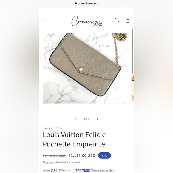 ❌SOLD❌ Authentic Louis Vuitton Felicie Pochette Empreinte Turtledove Crossbody - Picture 14 of 14